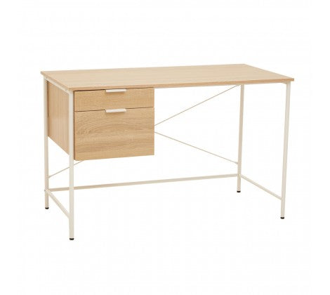 Bradbury Natural Oak Veneer Desk With Drawers - Modern Home Interiors