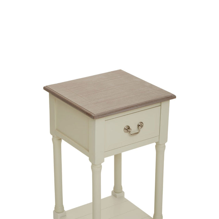 Two-Tone Pine Wood 1 Drawer Side Table