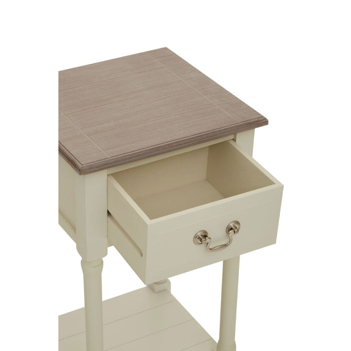 Two-Tone Pine Wood 1 Drawer Side Table