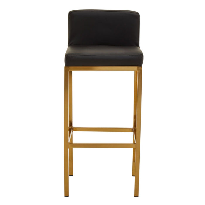 Baina Black PU and Gold Finish Bar Stool - Modern Home Interiors