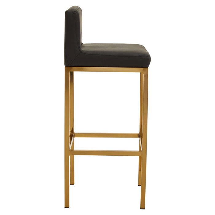 Baina Black PU and Gold Finish Bar Stool - Modern Home Interiors