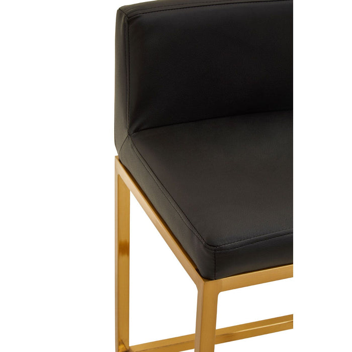 Baina Black PU and Gold Finish Bar Stool - Modern Home Interiors