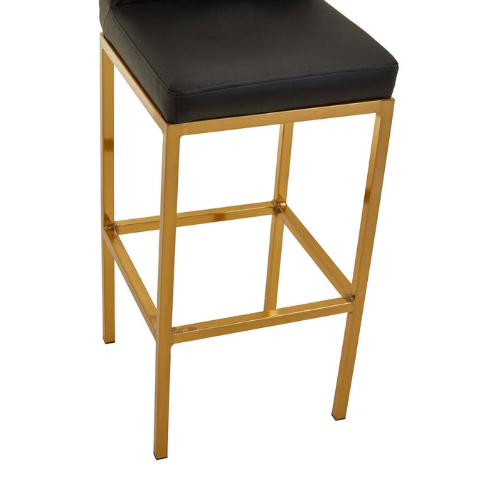 Baina Black PU and Gold Finish Bar Stool - Modern Home Interiors