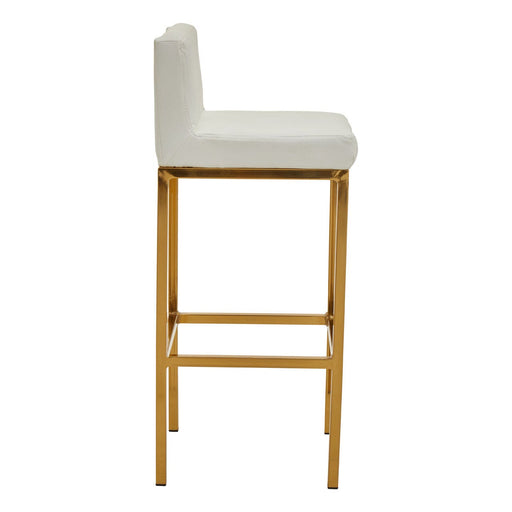 Baina White PU and Gold Finish Bar Stool - Modern Home Interiors