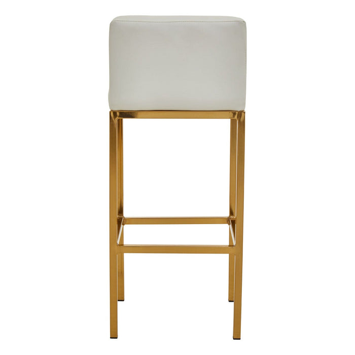 Baina White PU and Gold Finish Bar Stool - Modern Home Interiors