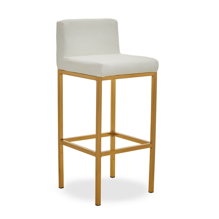 Baina White PU and Gold Finish Bar Stool - Modern Home Interiors