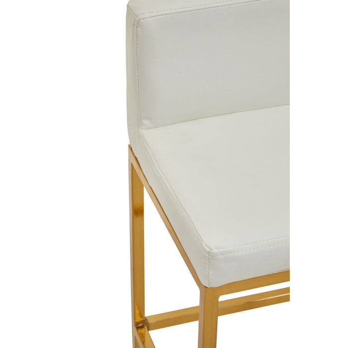 Baina White PU and Gold Finish Bar Stool - Modern Home Interiors