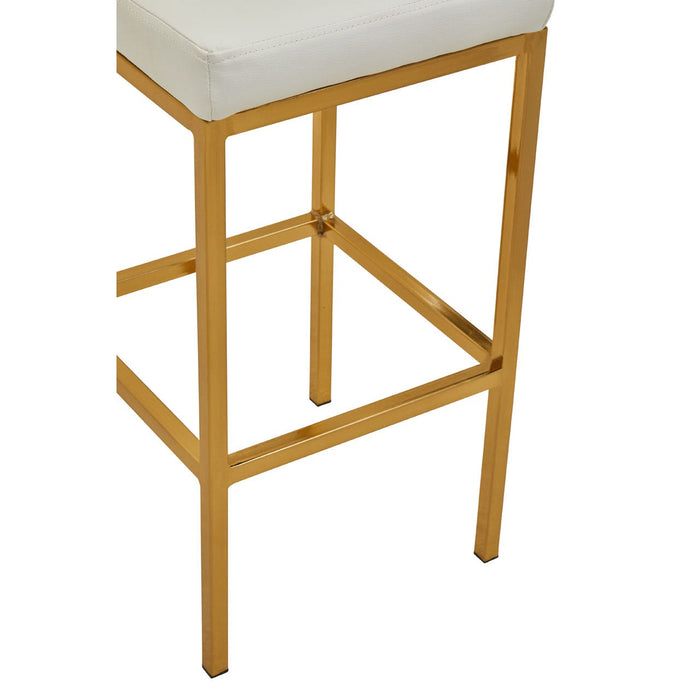 Baina White PU and Gold Finish Bar Stool - Modern Home Interiors