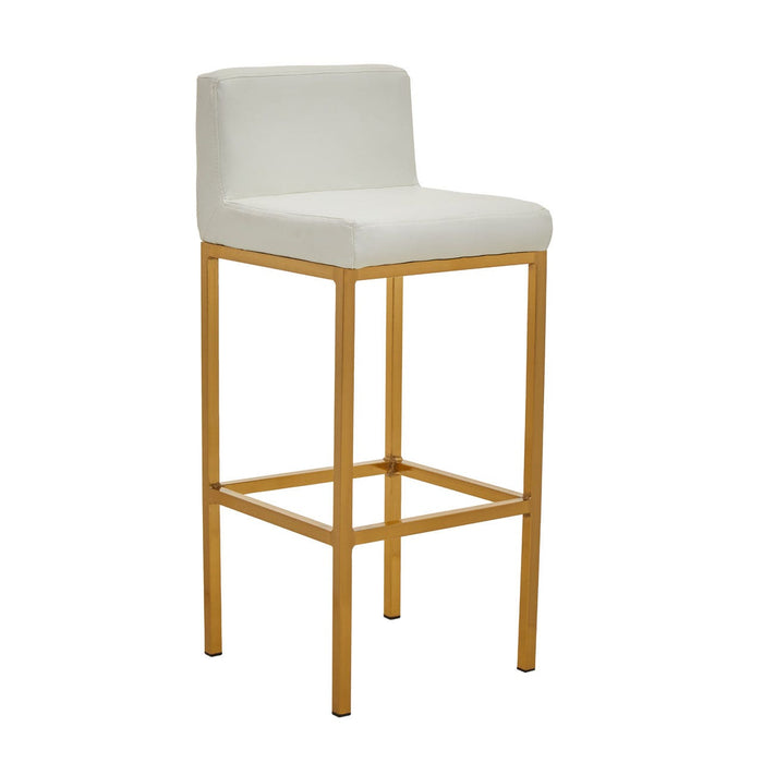 Baina White PU and Gold Finish Bar Stool - Modern Home Interiors