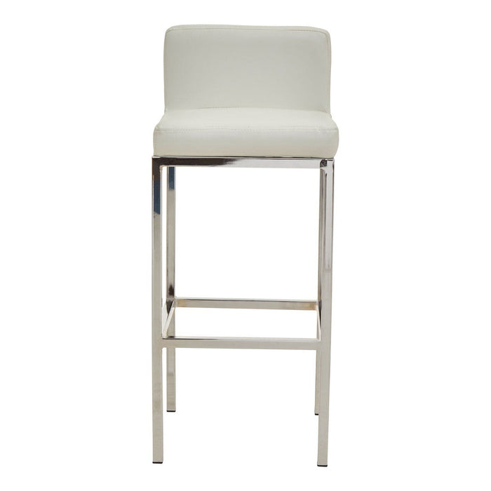 Baina White PU and Chrome Finish Bar Stool - Modern Home Interiors