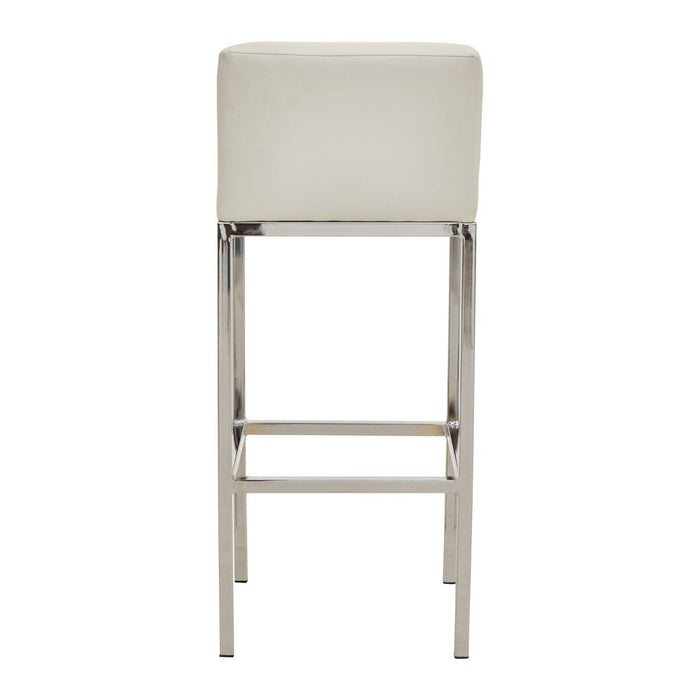 Baina White PU and Chrome Finish Bar Stool - Modern Home Interiors