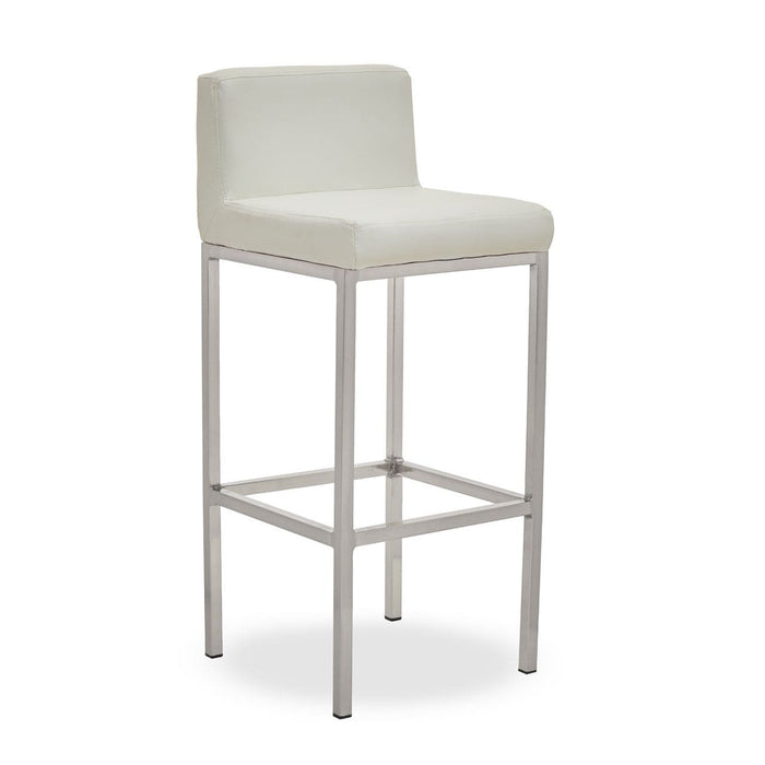 Baina White PU and Chrome Finish Bar Stool - Modern Home Interiors