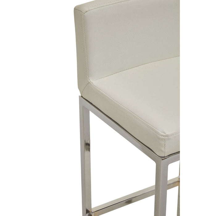 Baina White PU and Chrome Finish Bar Stool - Modern Home Interiors