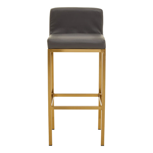 Baina Dark Grey PU and Gold Finish Bar Stool - Modern Home Interiors