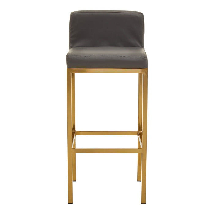 Baina Dark Grey PU and Gold Finish Bar Stool - Modern Home Interiors