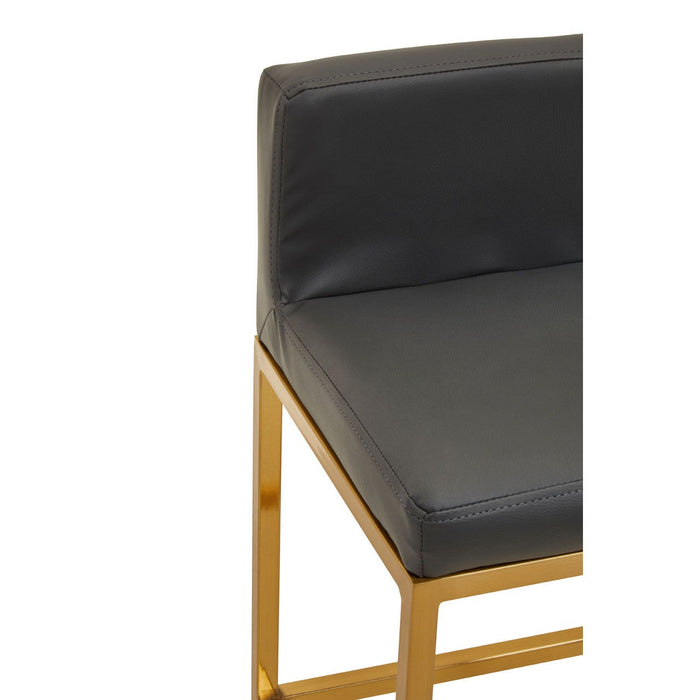 Baina Dark Grey PU and Gold Finish Bar Stool - Modern Home Interiors