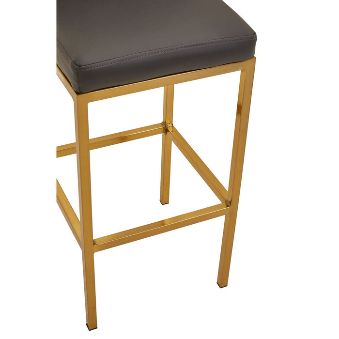 Baina Dark Grey PU and Gold Finish Bar Stool - Modern Home Interiors