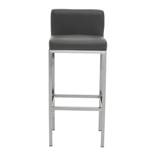 Baina Dark Grey PU and Chrome Finish Bar Stool - Modern Home Interiors