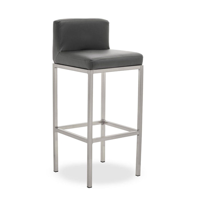 Baina Dark Grey PU and Chrome Finish Bar Stool - Modern Home Interiors