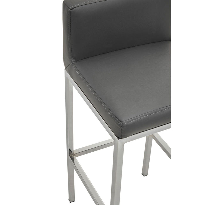 Baina Dark Grey PU and Chrome Finish Bar Stool - Modern Home Interiors