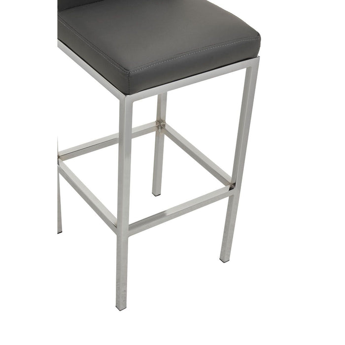 Baina Dark Grey PU and Chrome Finish Bar Stool - Modern Home Interiors