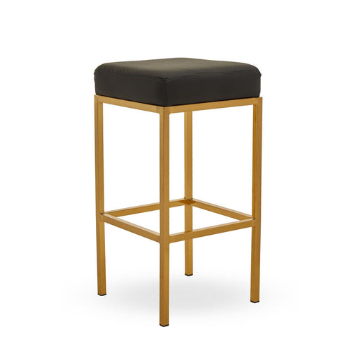 Baina Black PU and Gold Finish Bar Stool - Modern Home Interiors