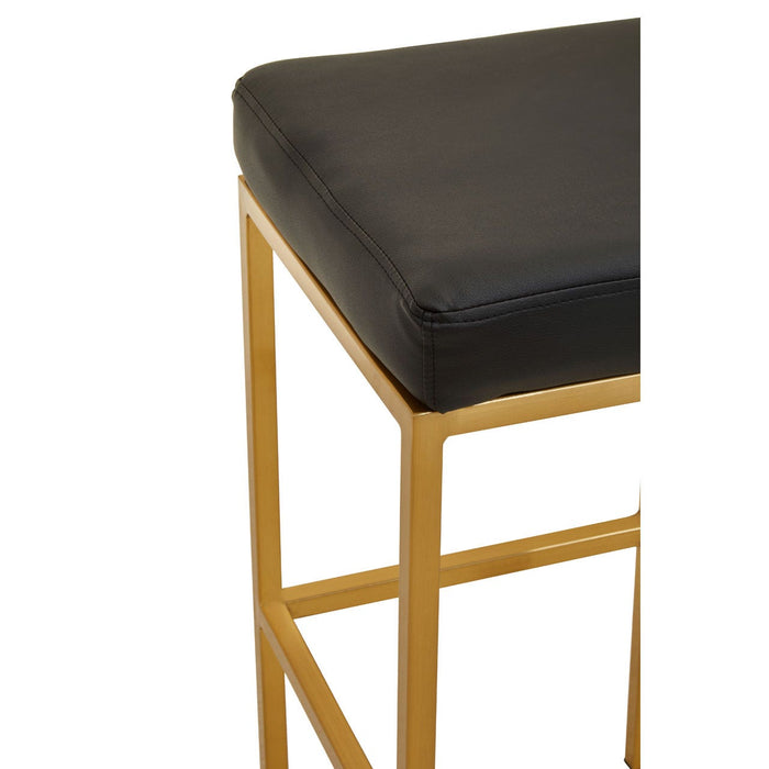 Baina Black PU and Gold Finish Bar Stool - Modern Home Interiors