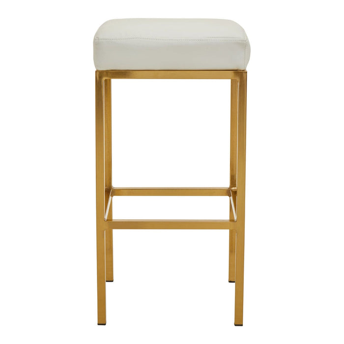 Baina White PU and Gold Finish Bar Stool - Modern Home Interiors