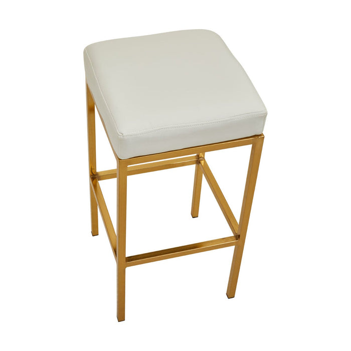 Baina White PU and Gold Finish Bar Stool - Modern Home Interiors