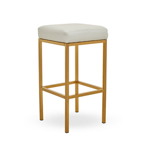 Baina White PU and Gold Finish Bar Stool - Modern Home Interiors