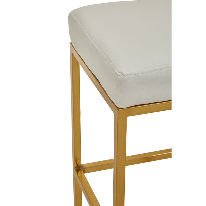 Baina White PU and Gold Finish Bar Stool - Modern Home Interiors