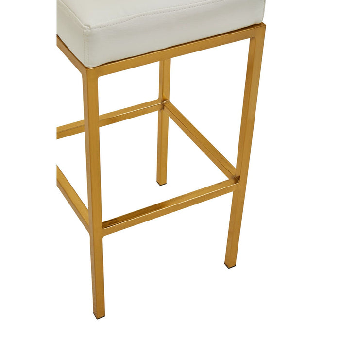 Baina White PU and Gold Finish Bar Stool - Modern Home Interiors