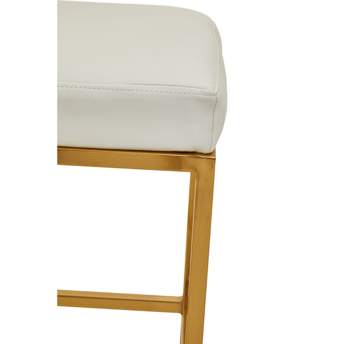 Baina White PU and Gold Finish Bar Stool - Modern Home Interiors