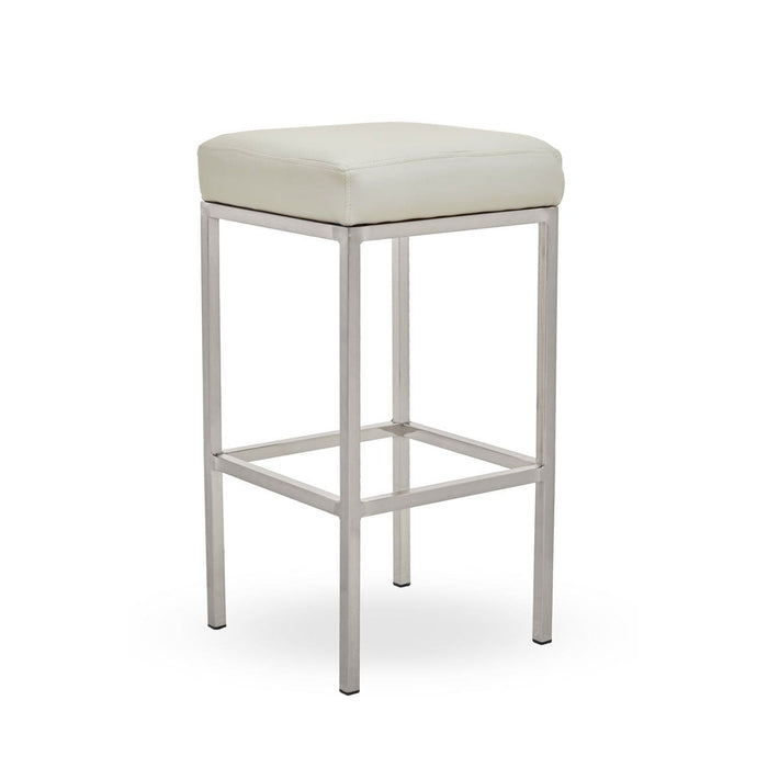 Baina White PU and Chrome Finish Bar Stool - Modern Home Interiors