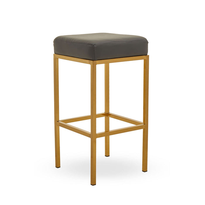 Baina Dark Grey PU and Gold Finish Bar Stool - Modern Home Interiors