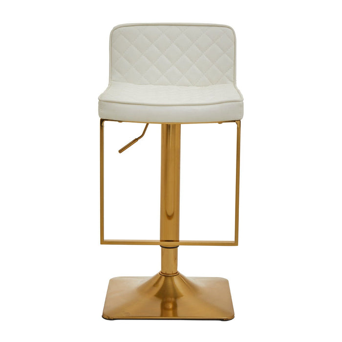 White and Gold Bar Stool with Square Base - Modern Home Interiors