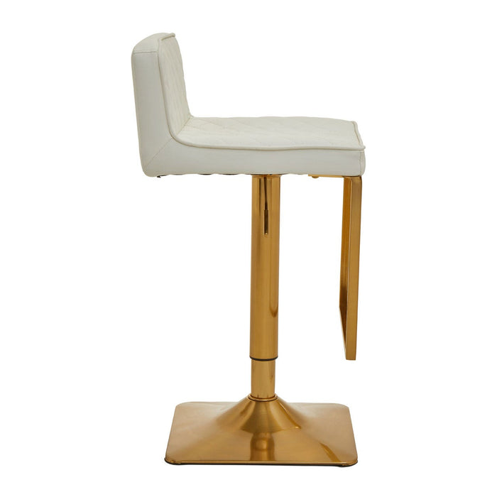 White and Gold Bar Stool with Square Base - Modern Home Interiors