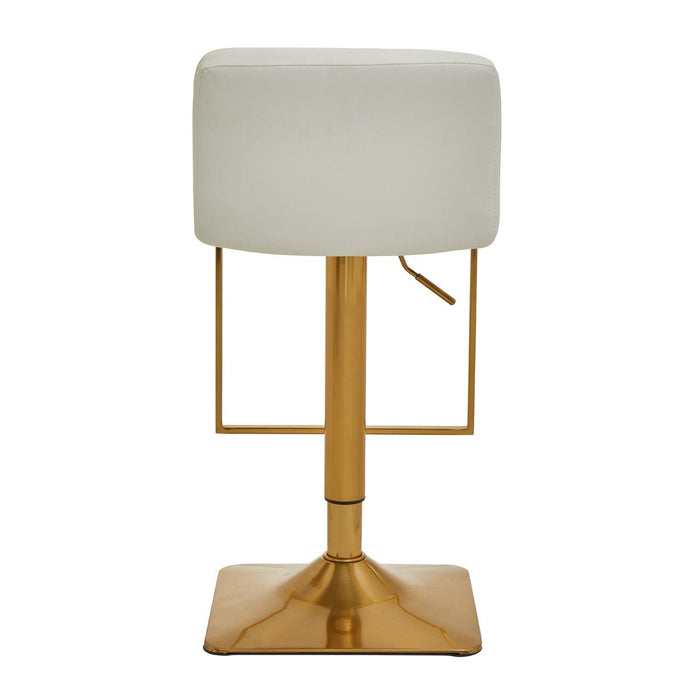 White and Gold Bar Stool with Square Base - Modern Home Interiors