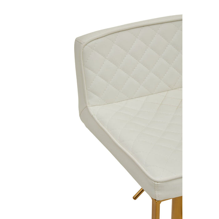 White and Gold Bar Stool with Square Base - Modern Home Interiors