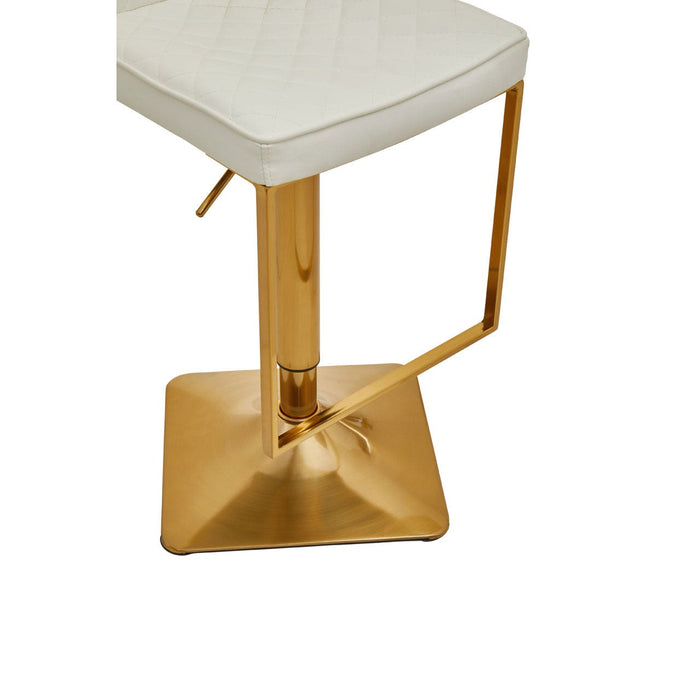 White and Gold Bar Stool with Square Base - Modern Home Interiors