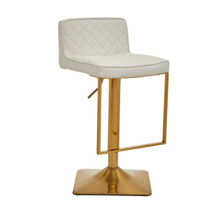 White and Gold Bar Stool with Square Base - Modern Home Interiors