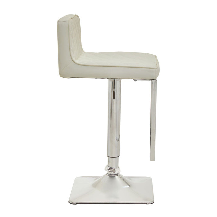 White and Chrome Bar Stool with Square Base - Modern Home Interiors