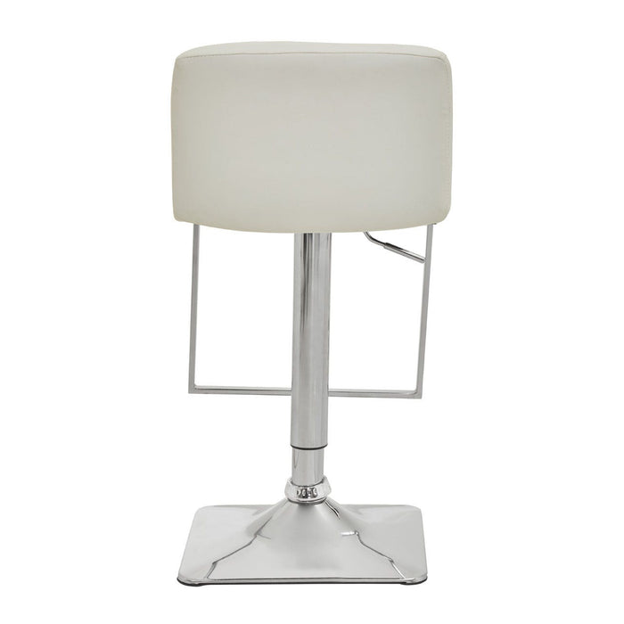 White and Chrome Bar Stool with Square Base - Modern Home Interiors