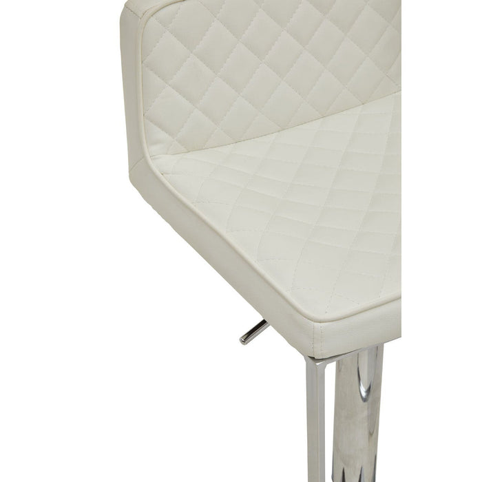 White and Chrome Bar Stool with Square Base - Modern Home Interiors