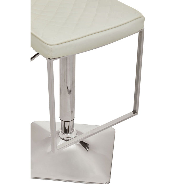 White and Chrome Bar Stool with Square Base - Modern Home Interiors