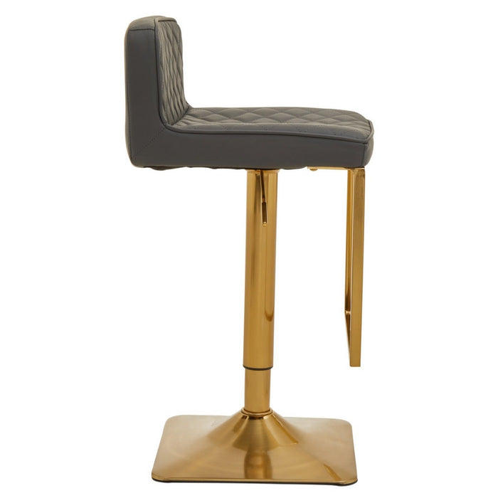 Dark Grey and Gold Bar Stool with Square Base - Modern Home Interiors