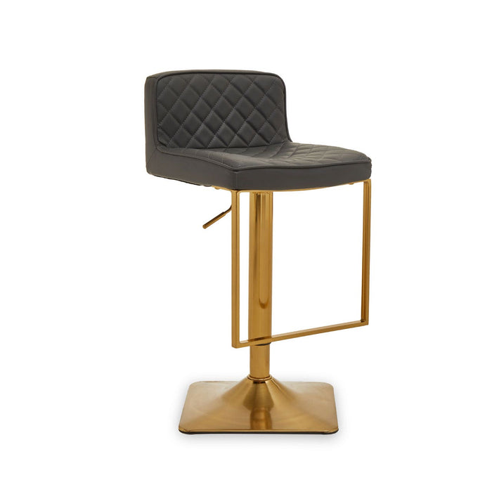 Dark Grey and Gold Bar Stool with Square Base - Modern Home Interiors