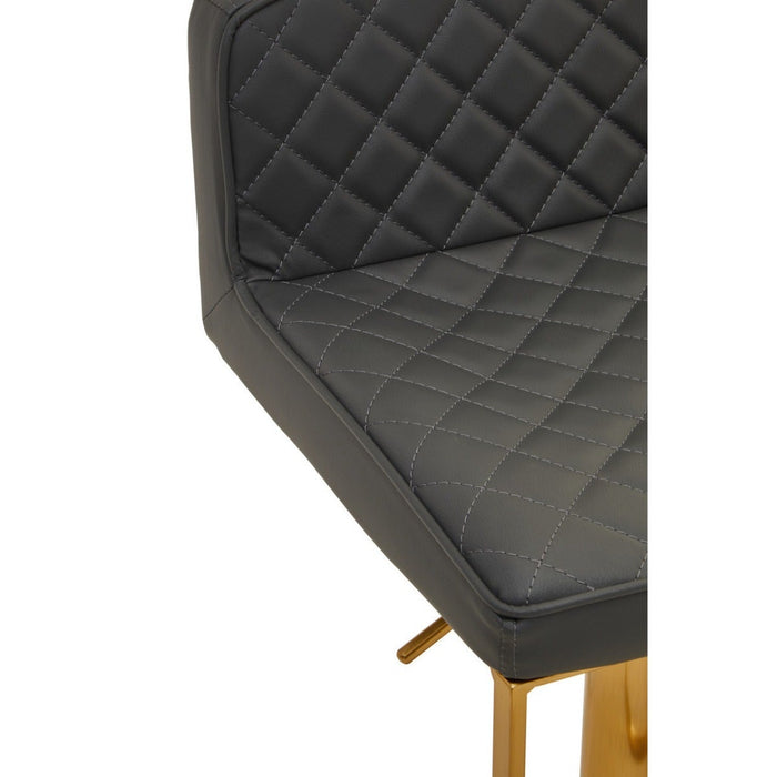 Dark Grey and Gold Bar Stool with Square Base - Modern Home Interiors