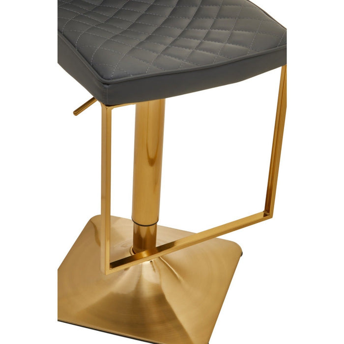 Dark Grey and Gold Bar Stool with Square Base - Modern Home Interiors