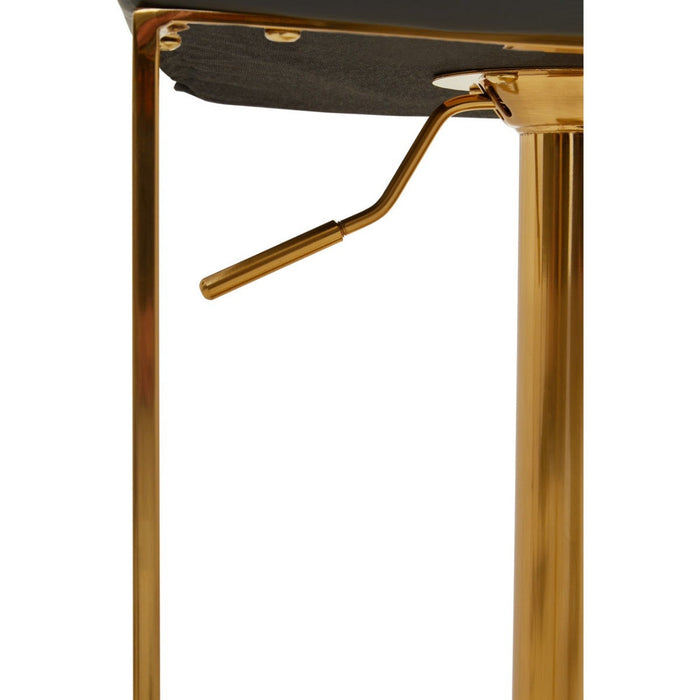 Dark Grey and Gold Bar Stool with Square Base - Modern Home Interiors